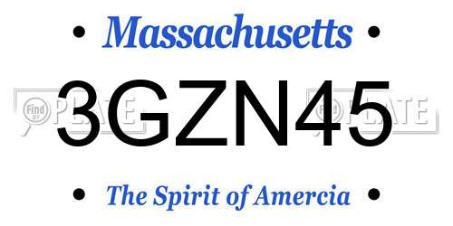 3GZN45 Massachusetts License Plate