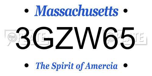 3GZW65 Massachusetts License Plate