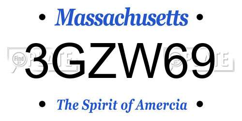 3GZW69 Massachusetts License Plate