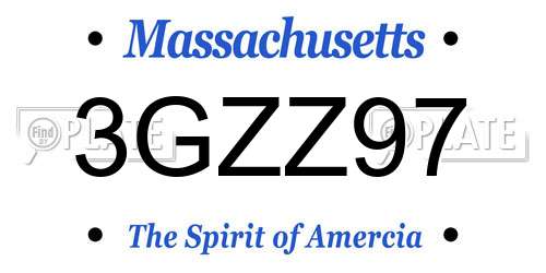3GZZ97 Massachusetts License Plate