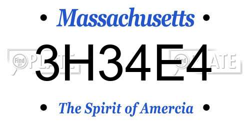 3H34E4 Massachusetts License Plate