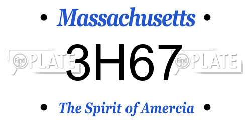 3H67 Massachusetts License Plate