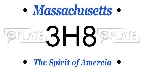 3H8 Massachusetts License Plate
