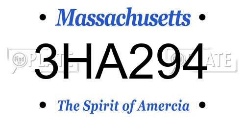 3HA294 Massachusetts License Plate