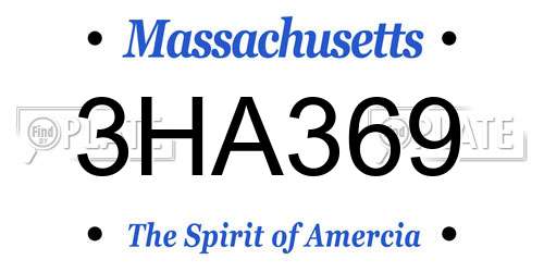 3HA369 Massachusetts License Plate