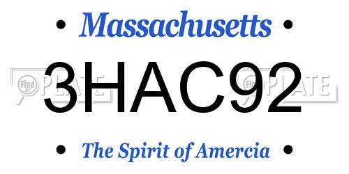 3HAC92 Massachusetts License Plate