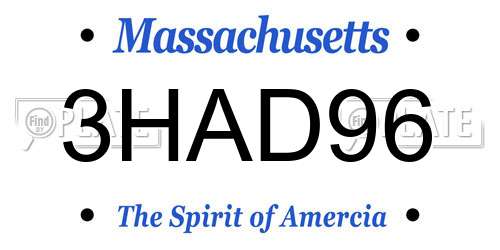 3HAD96 Massachusetts License Plate