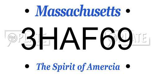 3HAF69 Massachusetts License Plate