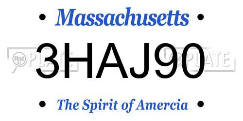 3HAJ90 Massachusetts License Plate