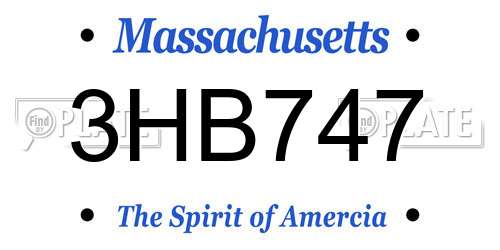 3HB747 Massachusetts License Plate