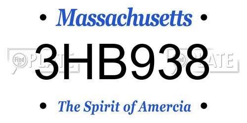 3HB938 Massachusetts License Plate