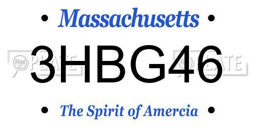 3HBG46 Massachusetts License Plate