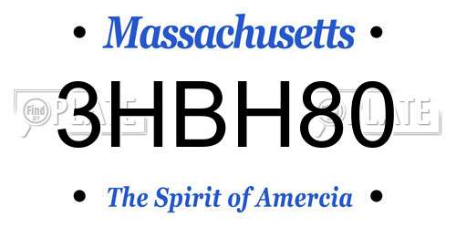 3HBH80 Massachusetts License Plate