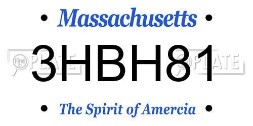 3HBH81 Massachusetts License Plate