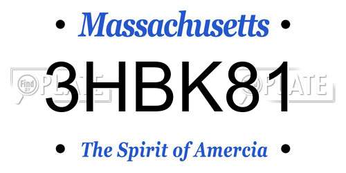 3HBK81 Massachusetts License Plate
