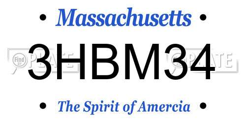 3HBM34 Massachusetts License Plate