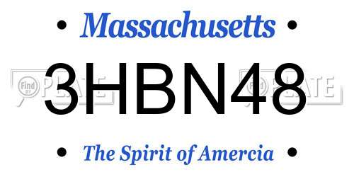 3HBN48 Massachusetts License Plate