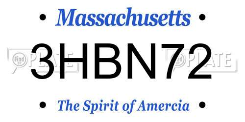 3HBN72 Massachusetts License Plate