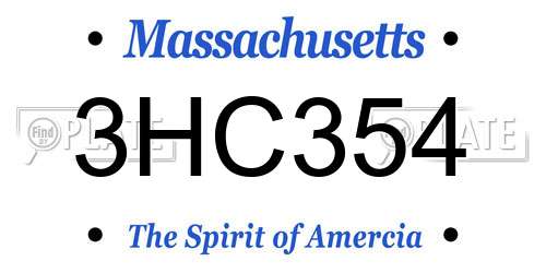 3HC354 Massachusetts License Plate