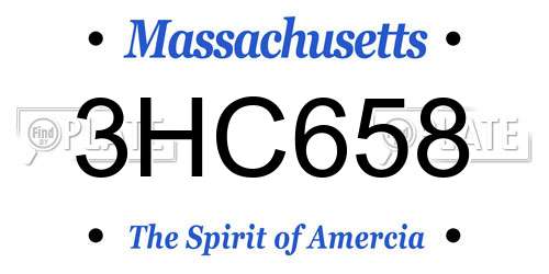 3HC658 Massachusetts License Plate