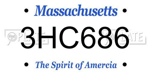 3HC686 Massachusetts License Plate