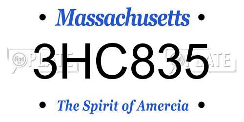 3HC835 Massachusetts License Plate
