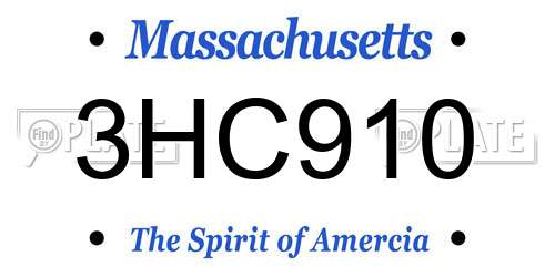 3HC910 Massachusetts License Plate