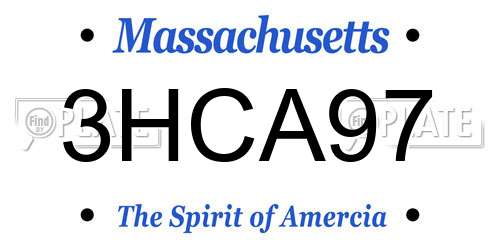 3HCA97 Massachusetts License Plate