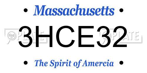 3HCE32 Massachusetts License Plate