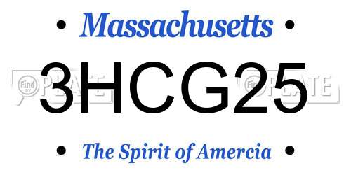 3HCG25 Massachusetts License Plate