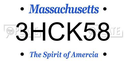3HCK58 Massachusetts License Plate