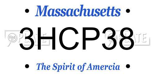 3HCP38 Massachusetts License Plate