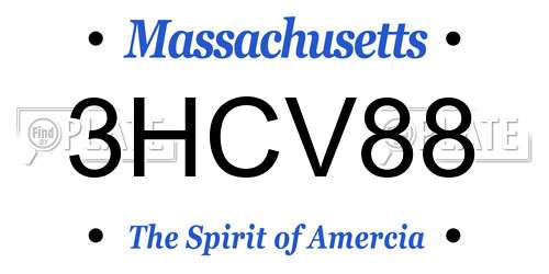 3HCV88 Massachusetts License Plate