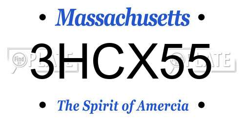 3HCX55 Massachusetts License Plate