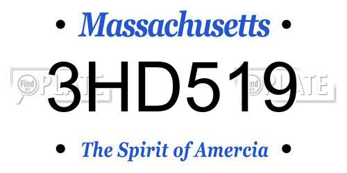3HD519 Massachusetts License Plate