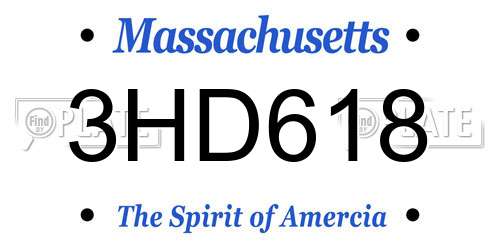 3HD618 Massachusetts License Plate