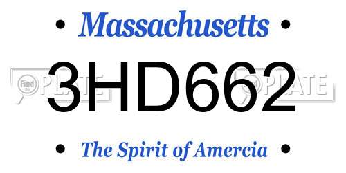 3HD662 Massachusetts License Plate