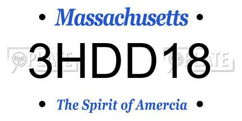3HDD18 Massachusetts License Plate