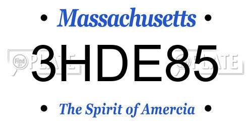 3HDE85 Massachusetts License Plate