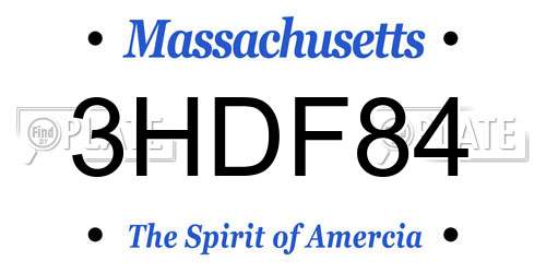 3HDF84 Massachusetts License Plate