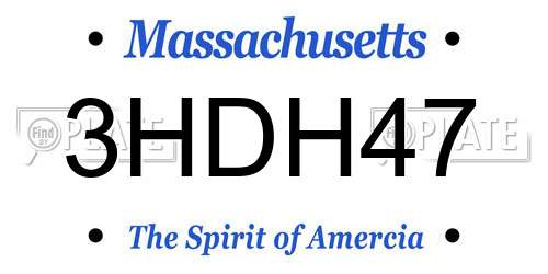 3HDH47 Massachusetts License Plate