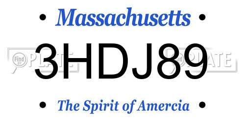 3HDJ89 Massachusetts License Plate