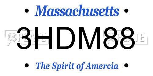 3HDM88 Massachusetts License Plate
