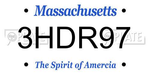 3HDR97 Massachusetts License Plate