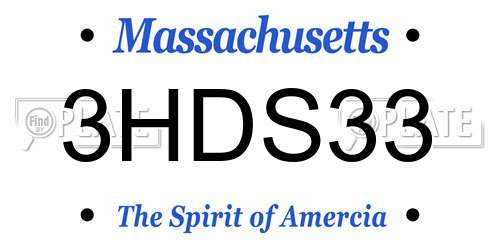 3HDS33 Massachusetts License Plate
