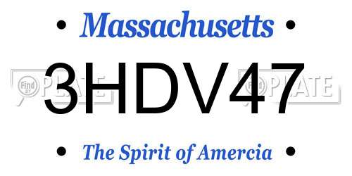 3HDV47 Massachusetts License Plate