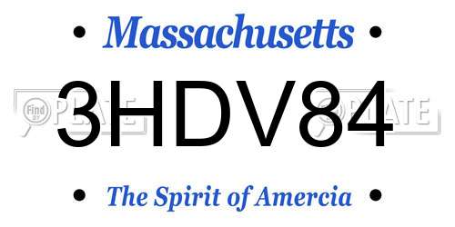 3HDV84 Massachusetts License Plate