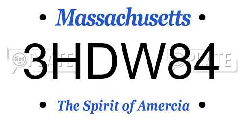 3HDW84 Massachusetts License Plate