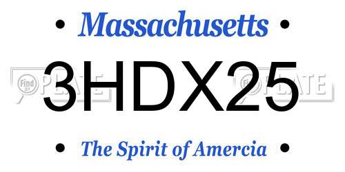 3HDX25 Massachusetts License Plate