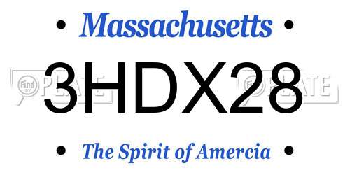 3HDX28 Massachusetts License Plate
